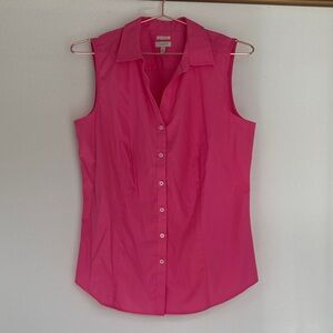 Talbots Vibrant Pink Sleeveless Button-Down Shirt